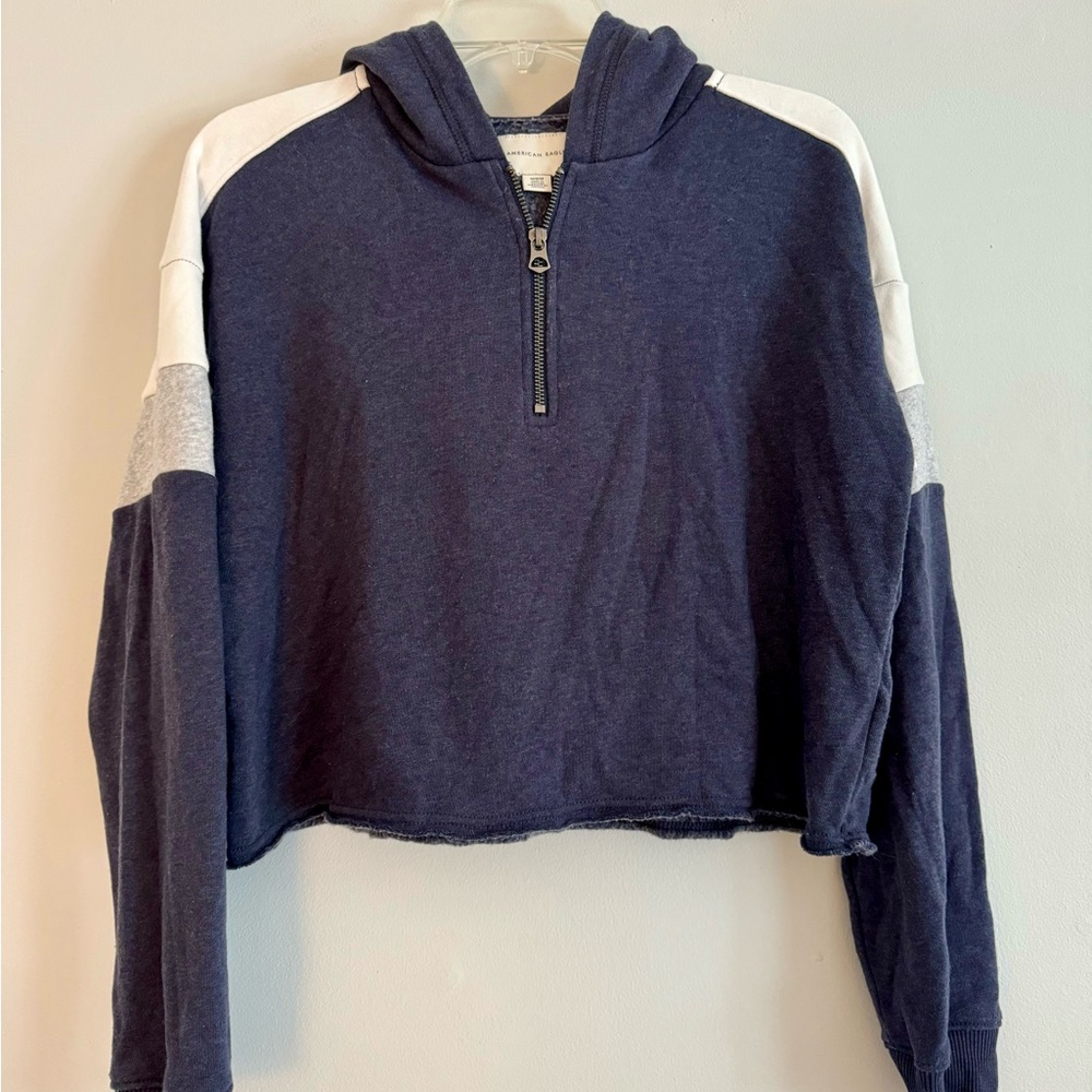 American Eagle Colorblock cropped Hoodie with Zip up M